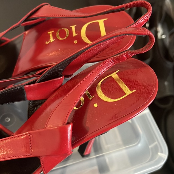 Dior dice heels in red with leopard print detail - Picture 6 of 7